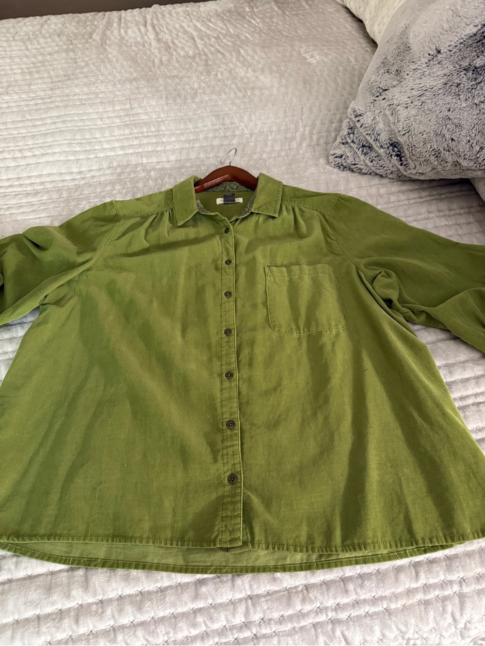 Anthropologie Olive Green Button-Down Pocket Shirt